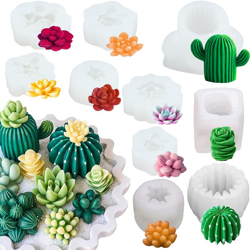 DIY Sukkulenten Silikonform Blume Harzform 3D Kaktus Kerzenform für Duftkerzen Seifenherstellung Kuchen Dessert Mousseform