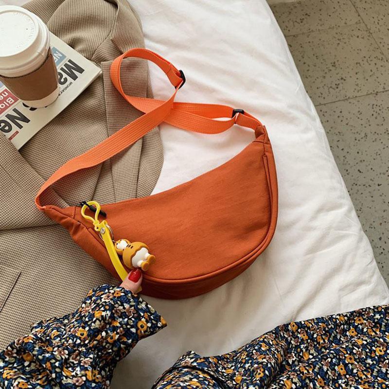 Orange Canvas Crossbody Bags for Women Fashion Handbags Casual Hobos Chest Bag Pouch Student Shoulder Cross Bag