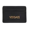Portatarjetas de Cuero con Logo Metálico Dorado Accesorios para Mujer Negro 1020081-1A13677-1B00V