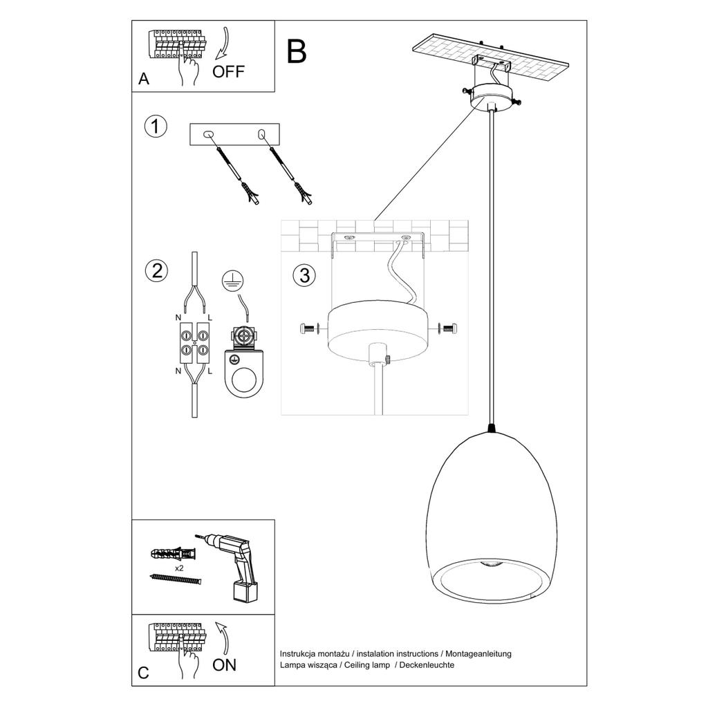 Lampa Wisząca Anato 1 E27 Biały Lumilo 08.504.48