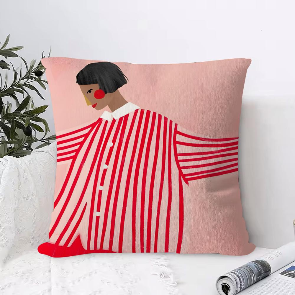 Abstract F-Figure Lines Girl Sofia Pillow Case Square Pillow Bedroom Sofa Leisure Comfort Cushion Living Room Home Decoration