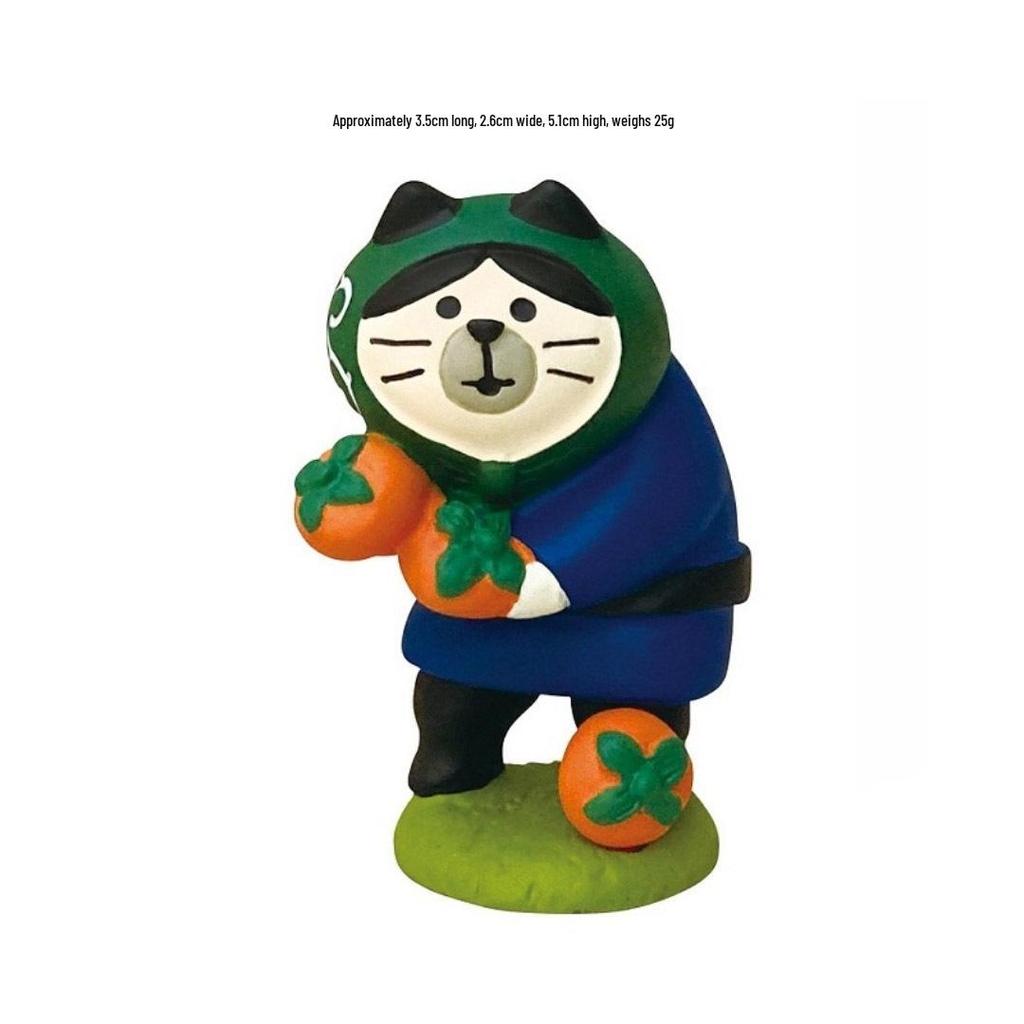 ZAKKA Autumn Harvest Resin Cat Figurine with Persimmon Tree - Trendy INS Blind Box Ornament