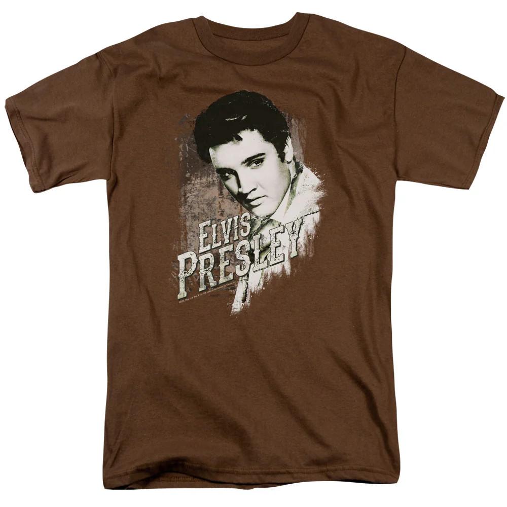 

Elvis Presley Rugged Elvis Mens T Shirt Coffee Officially Licensed 4XL