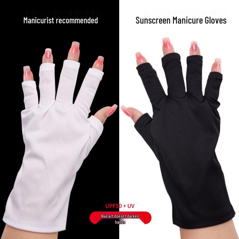Cross-Border Nail Art UV Protection Half-Finger Gloves - Blackening Prevention