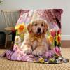 1PC The Puppy in The Flower Bushes Print Warm Comfortable Blanket Home Travel Camping for Adults and Kids Luxury Gifts