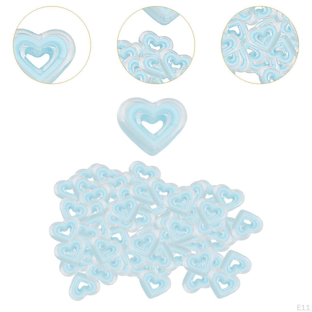 80 Acrylic Heart Beads for Craft Projects, Loose Spacer Jewelry