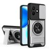 KEYSION Magnetic Phone Case for HONOR X8d Slide Camera Protection Upright Kickstand 360°Ring Shockproof Back Cover for Honor X8d