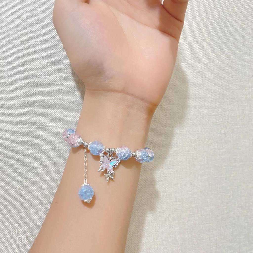 Fashion Ladies Crystal Glass Butterfly Stretch Bracelet Jewelry