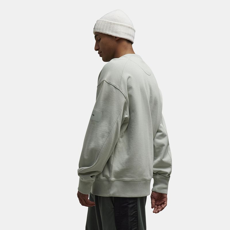 Y-3 Loose Casual Pullover Sweatshirt Ribbed Crew Neck Solid Basic Long Sleeve Unisex sweatshirt Light-Gray IP7694