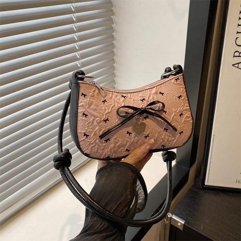 

Нишевый дизайн бант подмышечный летний новый милый модный универсальный плечевой мессенджер розовый