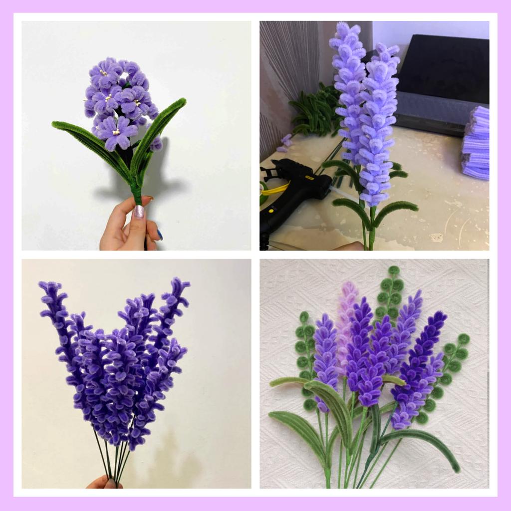 200 Pcs Pipe Cleaners Chenille Stem, Flowers Pipe Cleaner Craft, Colored Pipe Cleaner For Creative Handmade DIY Lavender Bouquet