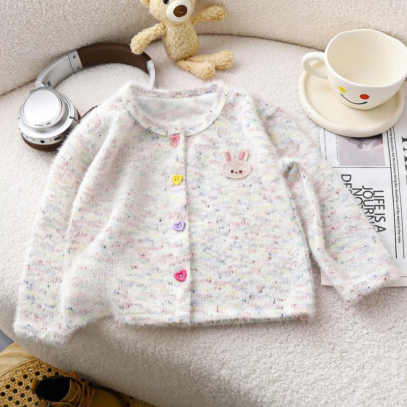 

Красивый вязаный свитер в разноцветный горошек для девочки, осенне-зимний, новый стиль, универсальный и теплый свитер-кардиган-куртка 80 белый