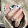 24Pcs Pink Silver Glitter Diamond Fake Nails Long Ballerina Press On Nails Reusable False Nail Tips Set