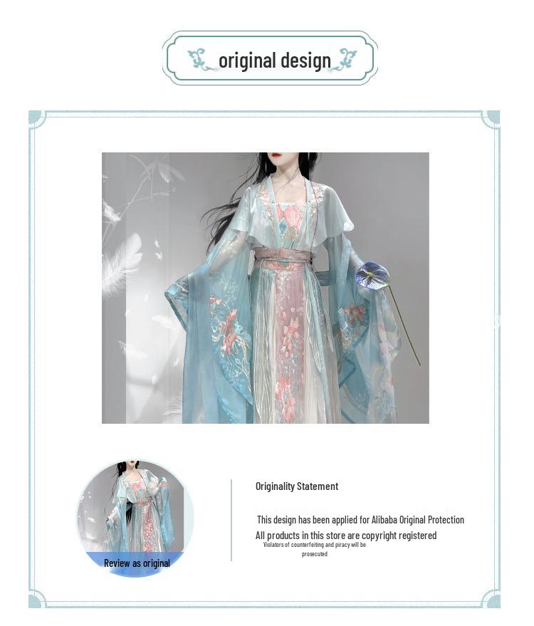 Lotus Rhythm Wei Jin Hanfu: Embroidered 5-Piece Set for Spring, Summer, Autumn