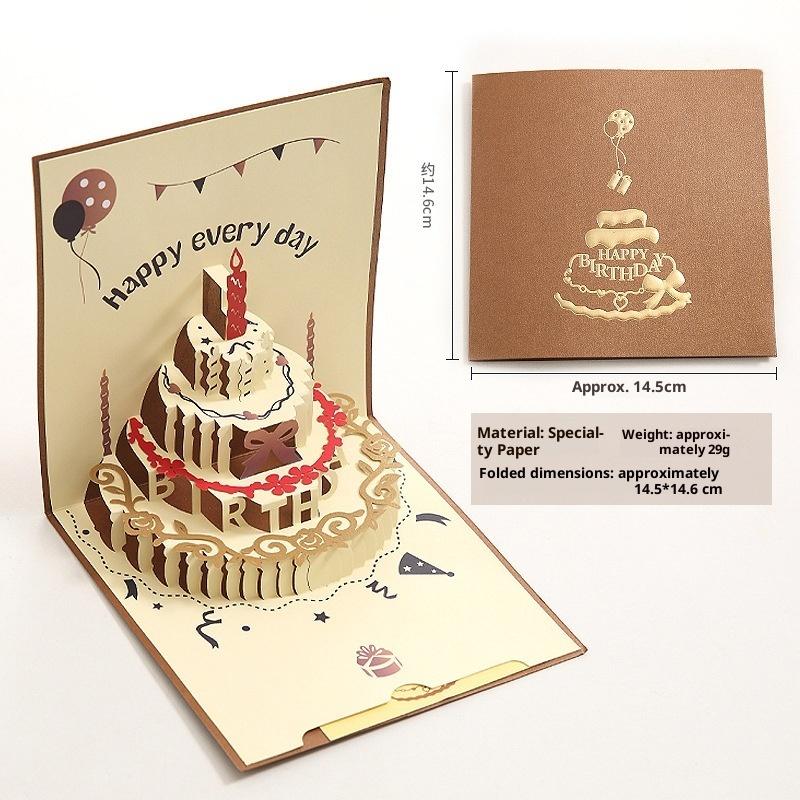 3D Unique Pop Up Birthday Card For Kids Boy Baby Shower First Birthday Party Greeting Cards Handmade Miniatures Postcard Gifts