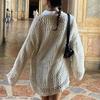 Harajuku Lochmuster Strickpullover Rundhalsausschnitt Herbst Vintage Fee Grunge Oberteil Mode Retro Pullover