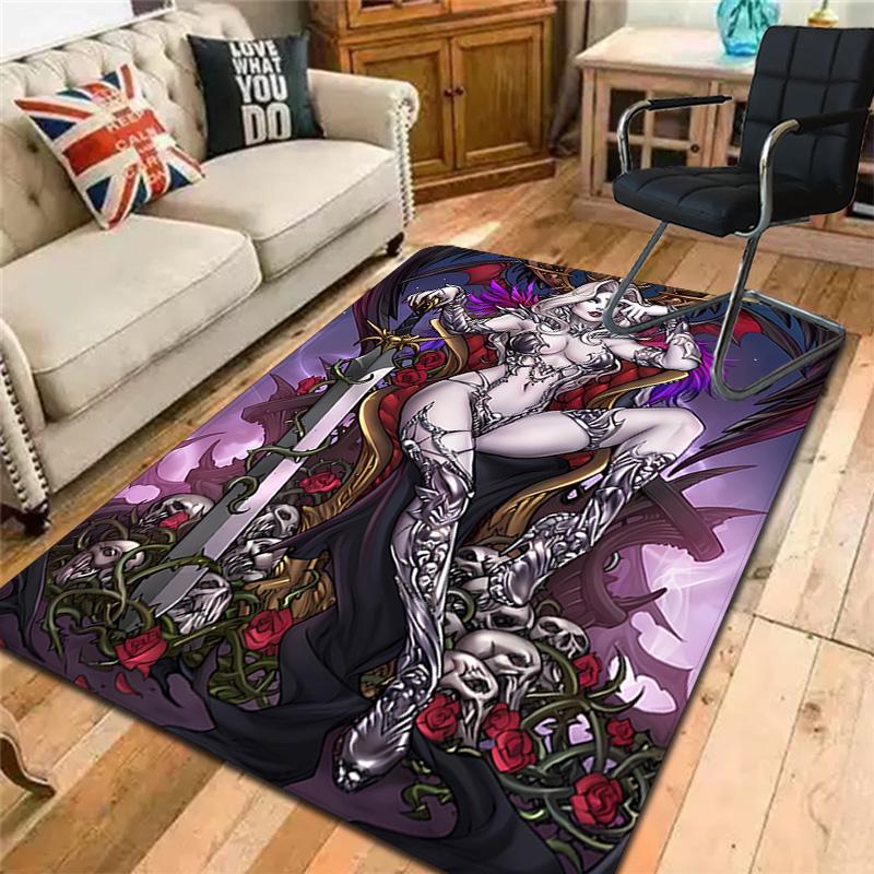 Gothic Skull & Bat Rug Floor Mat for Living Room or Bedroom Soft and Comfortable Carpet a Gift for Birthday and Holiday.SFF0917306