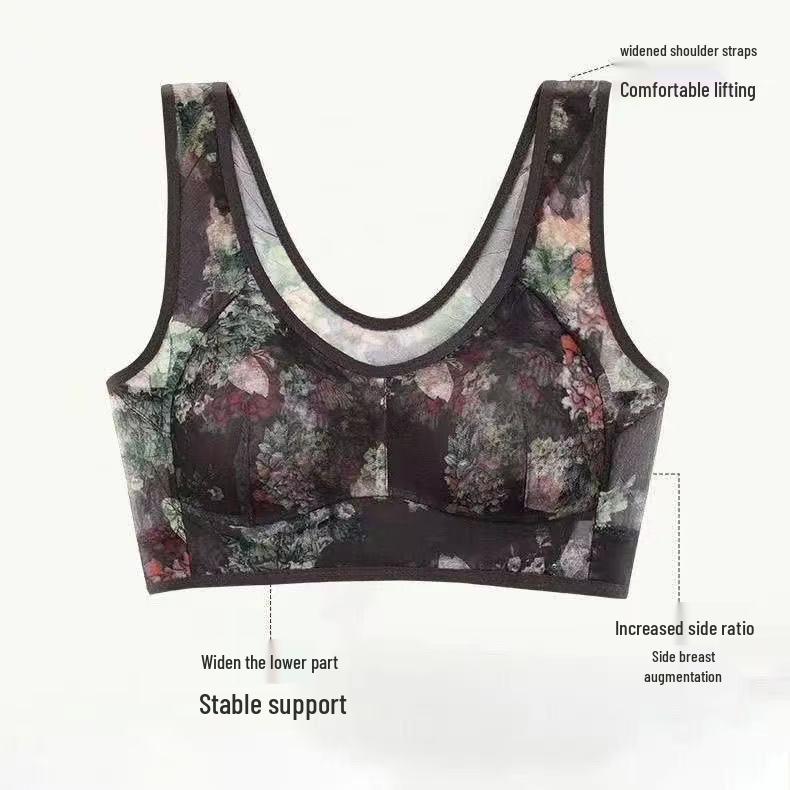 Lace Plus Size Seamless Wire-Free Bra - Breathable, Anti-Sagging, One-Piece, Fixed Cup, Beautiful Back.