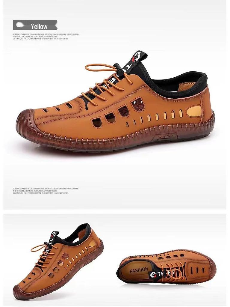 Men's Soft Leather Breathable Summer Sandals with Beef Tendon Soles