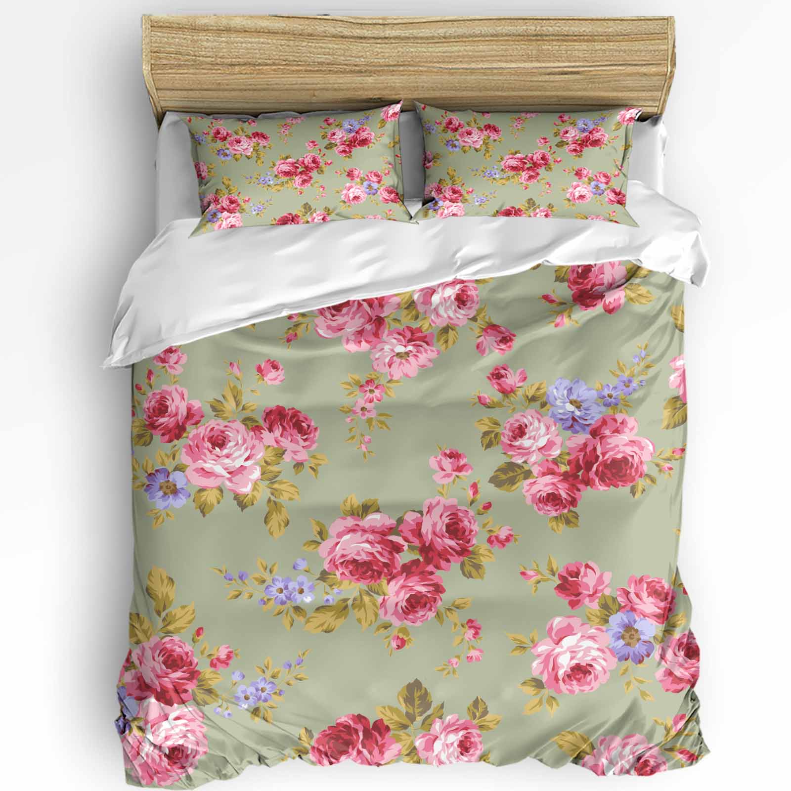 

Pink Flower Rose Vintage Duvet Cover With Pillow Case Custom 3pcs Bedding Set Quilt Cover Double Bed Home Textile EU single(135x200cm)