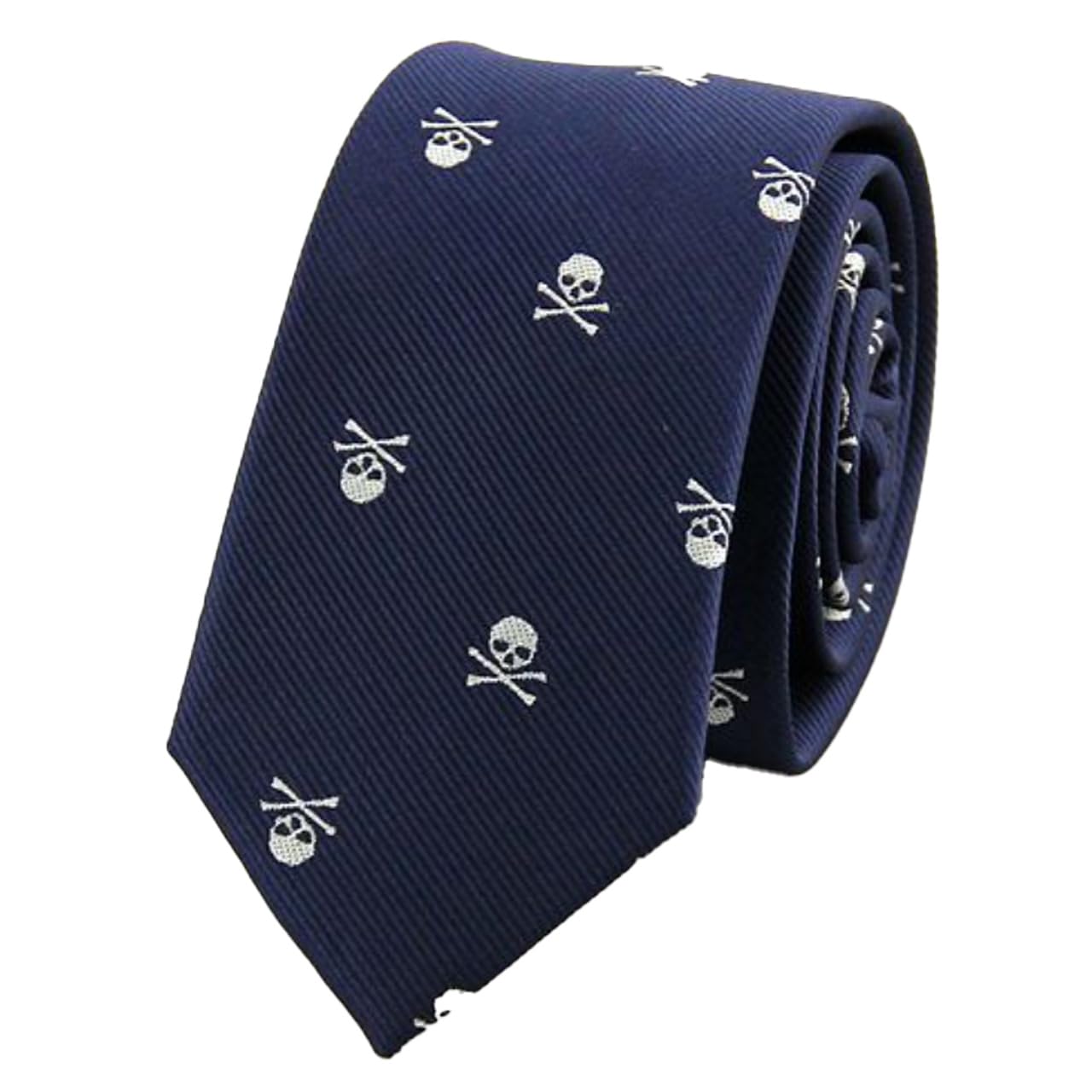 [Белый Клык] Галстук с принтом черепа - Стиль Business Casual для мужчин NC068 (синий)