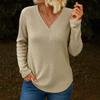 2025 New Autumn and Winter Women's Casual V-neck Long-sleeved Pullover Loose Women's T-shirt