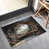 Vintage Style Tree Hollow Bookshelf Door Mat Floral Vines Literary Theme Home Decor Carpet Non-Slip Entrance Rug for Hallway