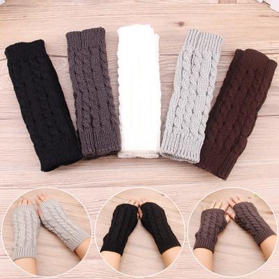 1 Pair Soft Wrist Warmers Fingerless Gloves Women Waterproof Outdoor Sports Autumn Winter