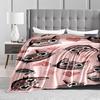 Cute Cat and Mouse Pattern Keep Warm, Pink -Flannel Blanket for Bedroom, Living Room, Sofa, and Nap