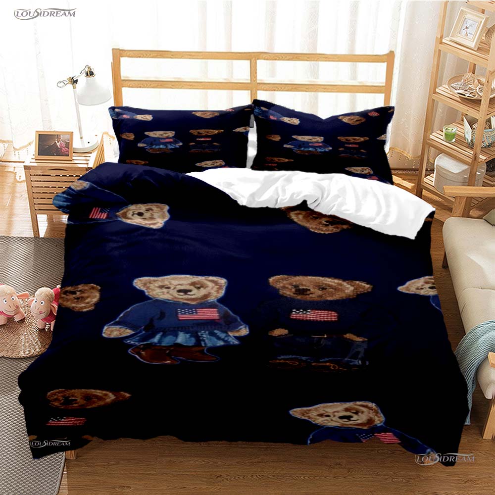 Fashion Bear Casal All Season Duvet Cover Comforter Bedding Set Soft Quilt Cover and Pillowcases Teens Single/Double/Queen/King