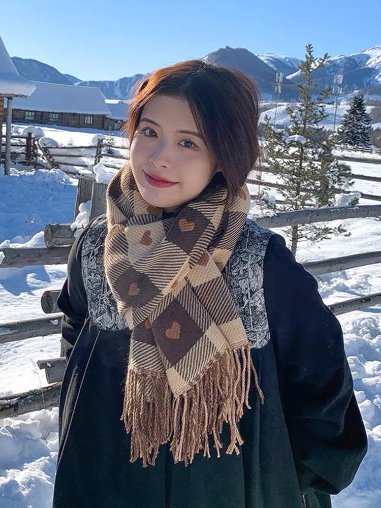 Fashion Winter Plaid Vintage Scarf Women Men Preppy Scarves Warm Pashmina Neckerchief Mujer Female Hijab Bufanda Long Wrap Shawl