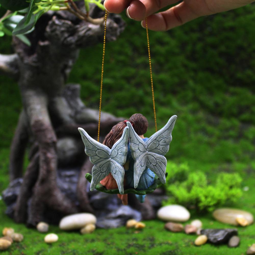 Swing Scene Decoration Micro Creative Resin Craft Micro Landscape Flower Fairy Couple Figurines