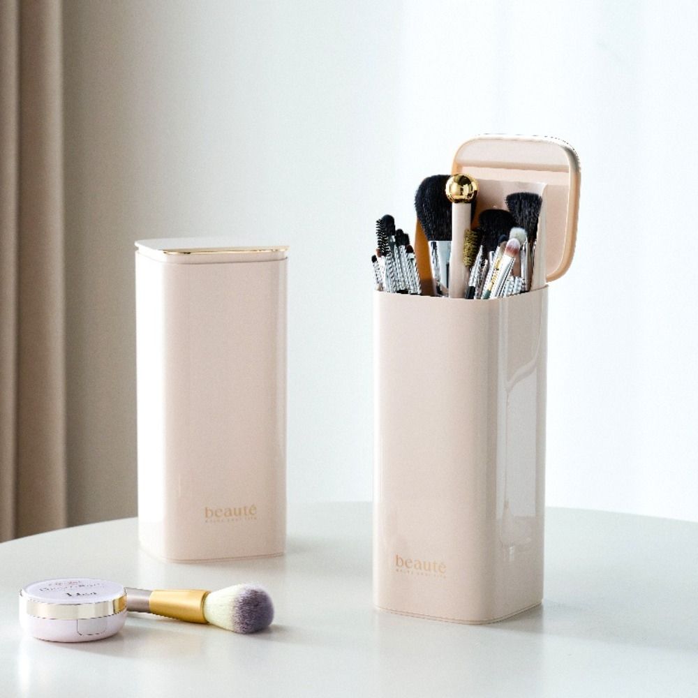 With Lid Automatic Lifting Makeup Brush Holder Dustproof Makeup Brush Box  Home