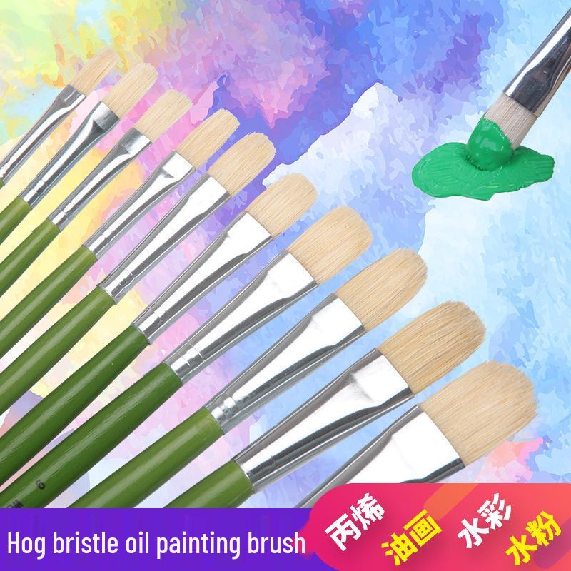 Трансграничная плоская кисть из щетины кабана для масла и акварели Set of 6 Single Size Brushes