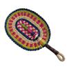 Vintage Seagrass Woven Fan Colorful Striped Patterns Summer Cooling Fan  Home Decoration