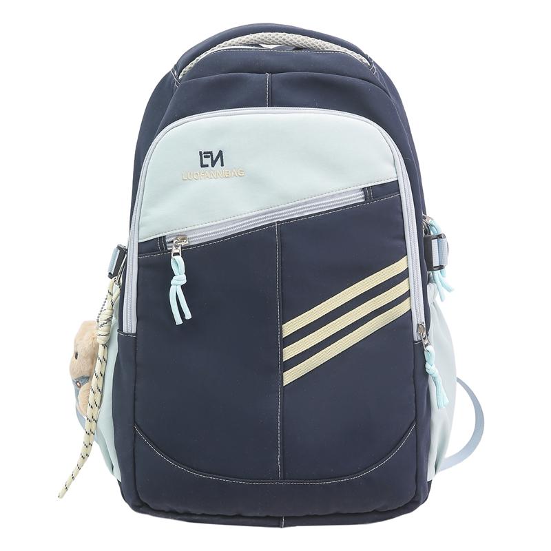 Color Block Women's Backpack Student's Large Capacity Schoolbag Travel Backpack