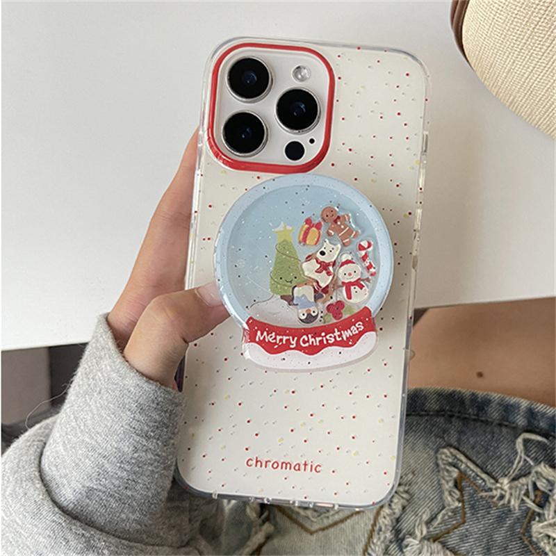Cute Quicksand Christmas Cartoon Magnetic Holder Grip Tok Griptok Phone Stand Support For iPhone 16 15 For Pad Magsafe Smart Tok