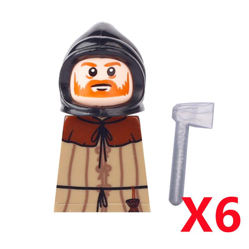 MOC Medieval Knight Castle Figures Building Blocks Weapon Wolf Swordsmen Guard Bow Arrow Shield Flags Warhorse Toys Gifts S002