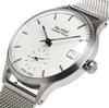 The STAC Authentic Round Classic Watch, Made In Japan, for Men and Women (Bar with Silver Mesh)