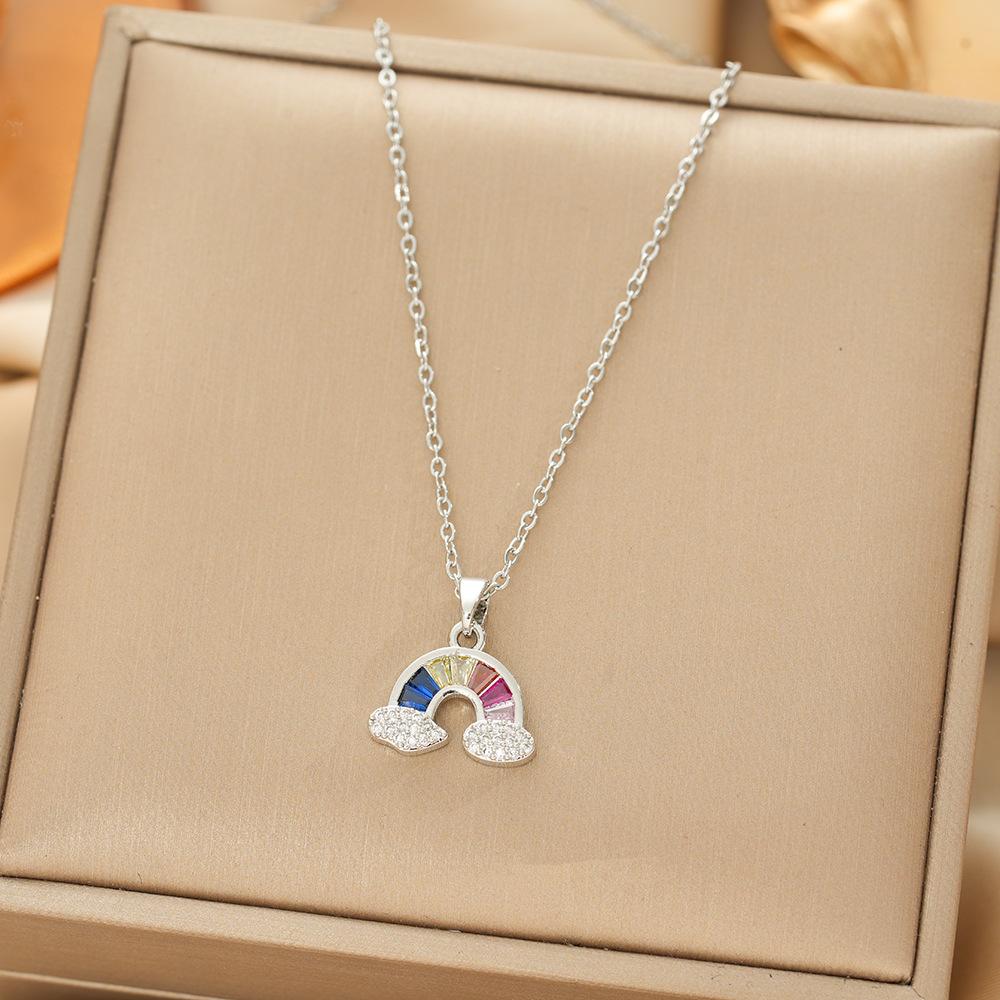 Titanium Steel Necklace For Women Elegant Simple Fashion Zircon Collarbone Chain Light Luxury Niche Jewelry