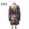 Stand Collar Lantern Sleeve Dress Fall Summer Women Single-breasted Long Sleeves Slim Vintage-inspired Waist Vintage Ruffle Edge Pleated Colorful
