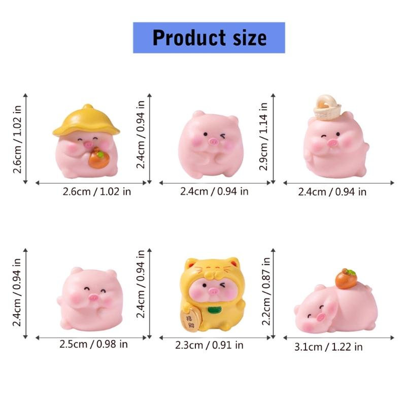 Tiny Lucky Pig Figurine PVC Cute Decoration For Desk Shelf Car Interior Miniature Garden Design Animal Figures Display