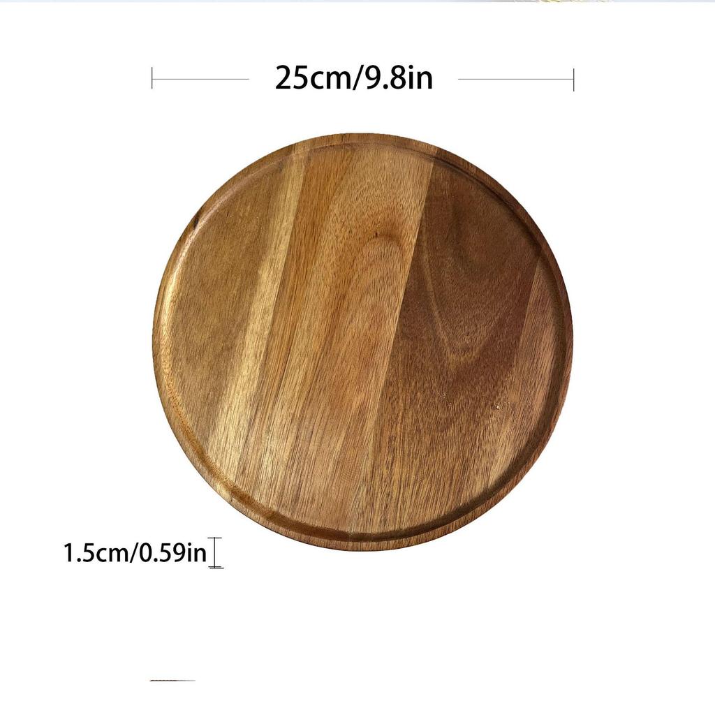 Large Japanese Acacia Wooden Tray & Dinner Plate Set