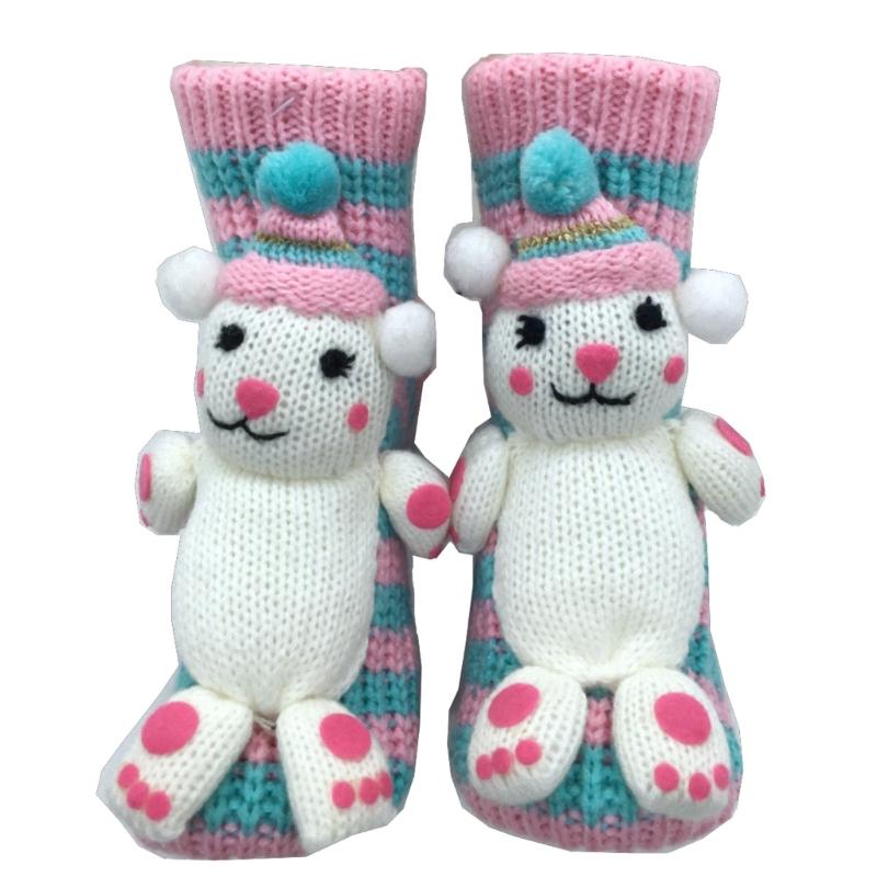 Knitted Festival Stocking Cartoon Christmas Socks Anti Slip Cotton Warm Winter Socks For Christmas Teen Decoration