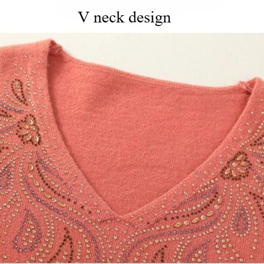 Autumn/winter Women's Knitwear Plus-size Sweaters Loose Pullover Knited Sweater V Neck Jumper