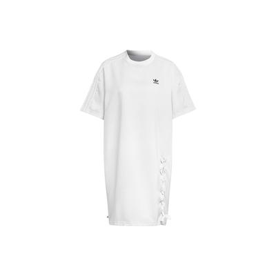 Originals Side Stripe Tie Round Neck Short Sleeve Dress Women Dress White HK5080