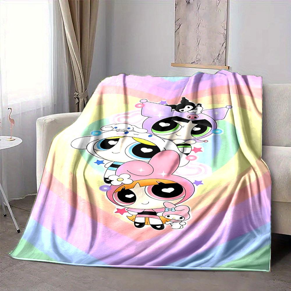 1pc Powerpuff Girls Blanket Lightweight Flannel Blanket Throw Blanket For Sofa, Bed, Travel, Camping, Livingroom, Office, Couch