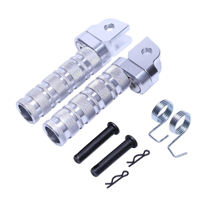 Knurled Motorcycle Foot Pegs with Forked Mounting-Hole End, Machined Aluminum Assembly for Replacement Projects