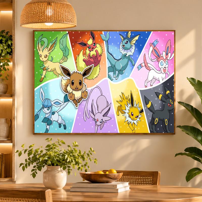 5D Diamond Painting Eevee Evolutions DIY Full Drill Diamond Art Kit Home Decoration
