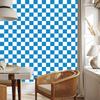Checkerboard Wallpaper White and Blue for Living Room and Bedroom 50x1000